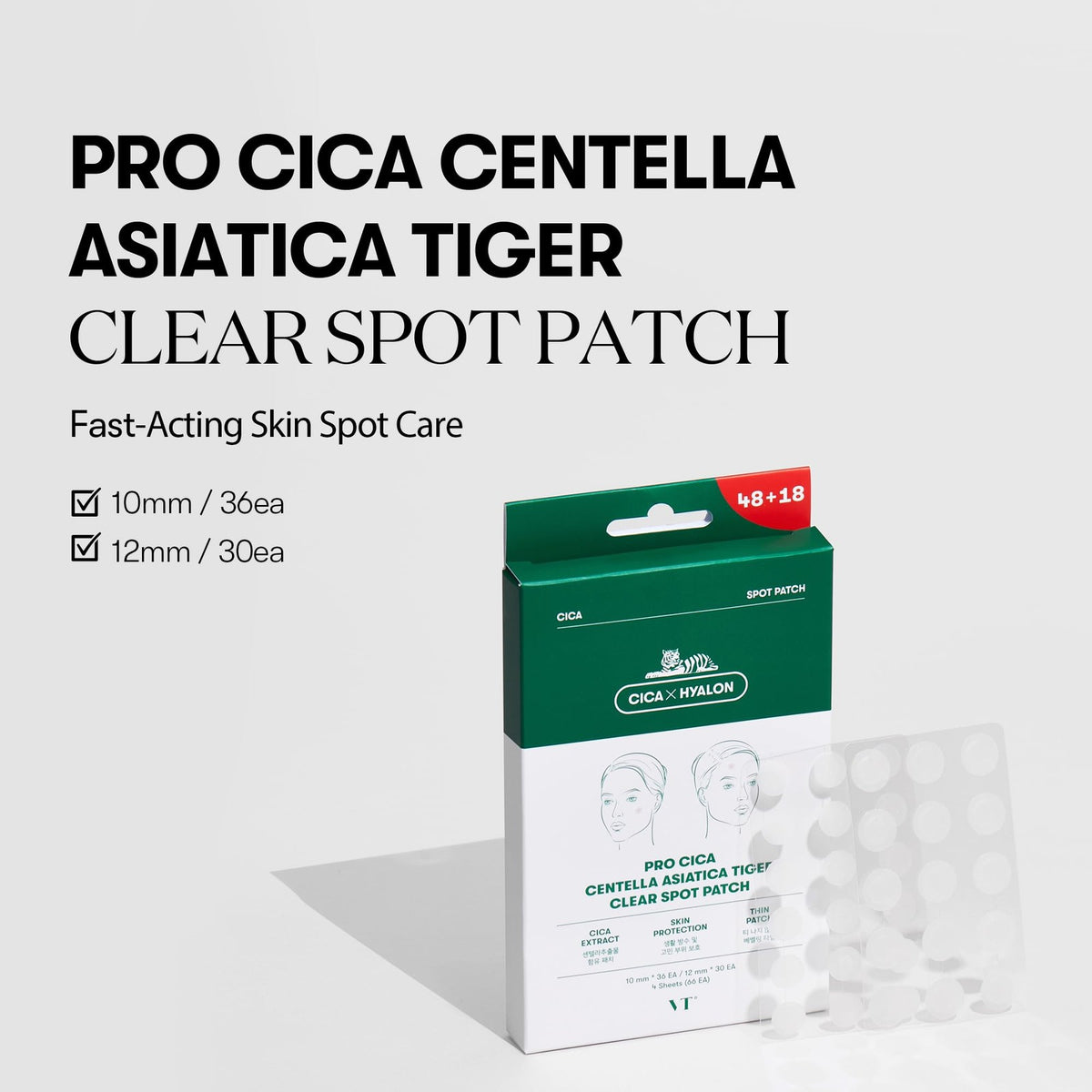 Pro Cica Pimple Patches, 66 Count - Hydrocolloid Acne Spot Treatment