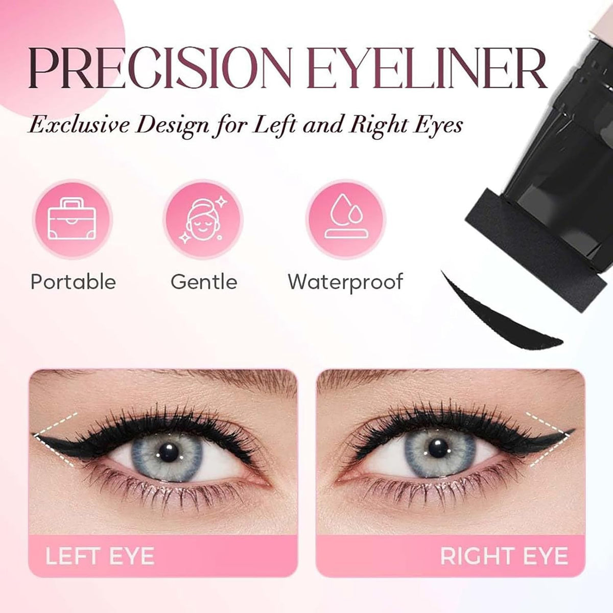 Foldable Eyeliner Stamp Kit for Winged Eye Makeup - Waterproof, Smudge-Proof, Dual-Ended Design
