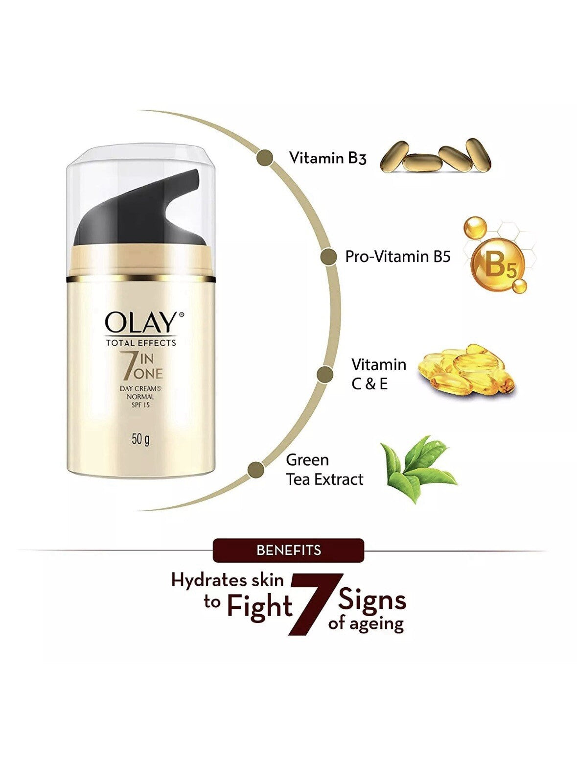 Anti-Aging Skin Day Cream SPF 15 Normal 50g - 7-in-1 Moisturizer for Mature Skin