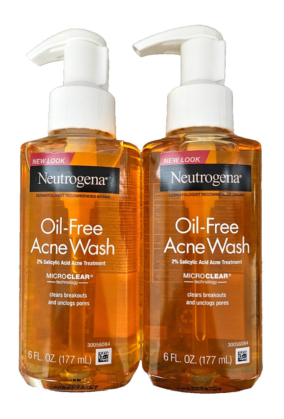 Neutrogena Oil-Free Acne Wash Medicated Facial Cleanser with Pump 6oz - Pack of 2