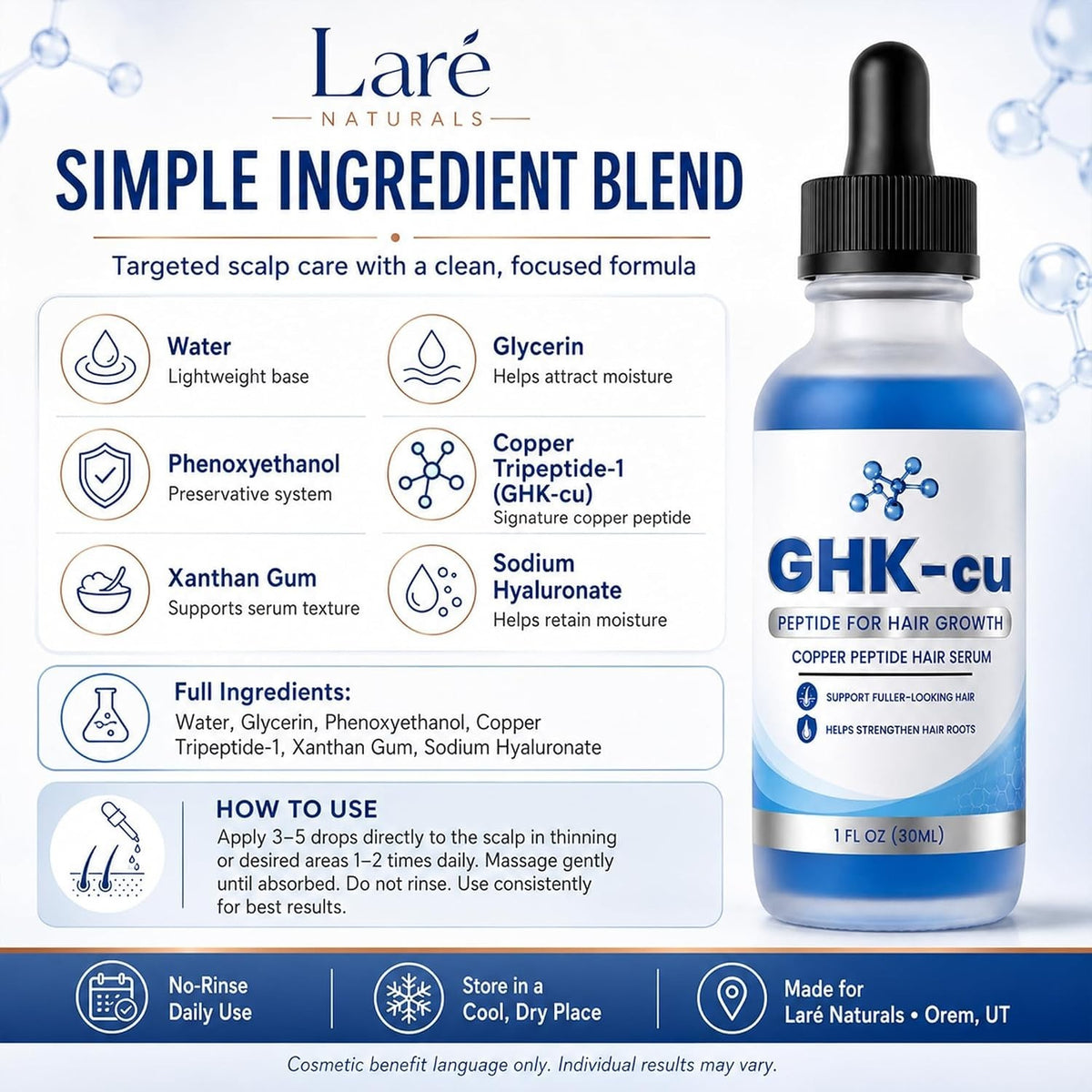Copper Peptides & Hyaluronic Acid Hair Growth Serum