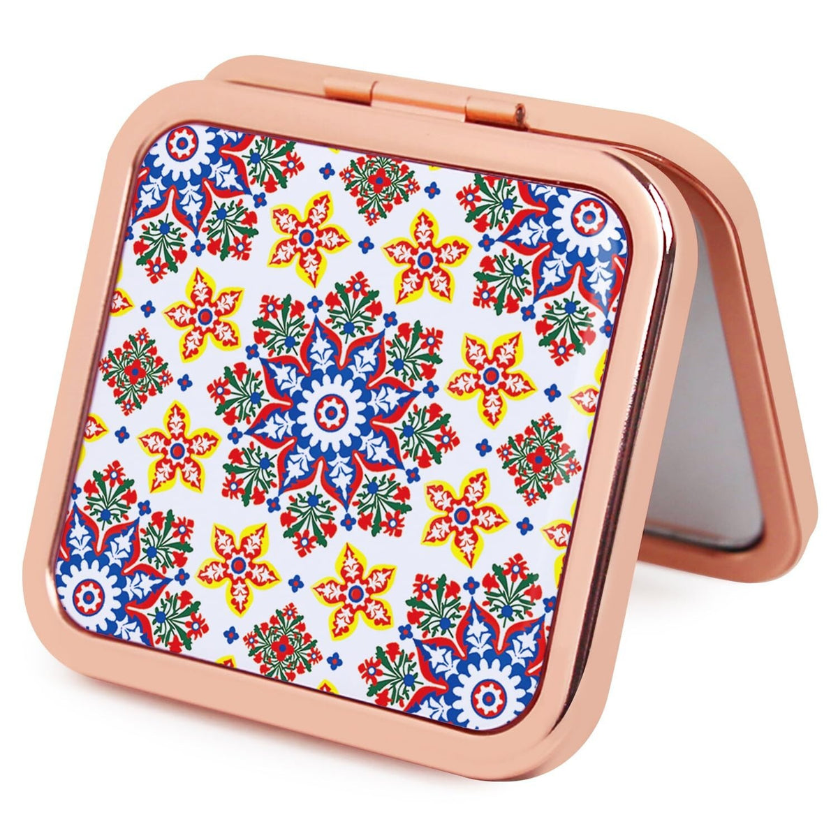 Rosegold Square Pocket Mirror for Women - 2.8x2.8 Inch Double-Sided Compact Makeup Mirror