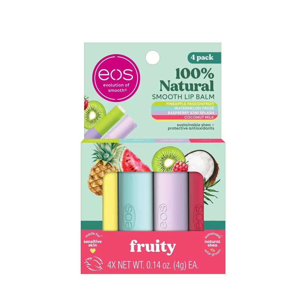 Natural Lip Balm Set - 4 Flavors, Hydrating & Hypoallergenic