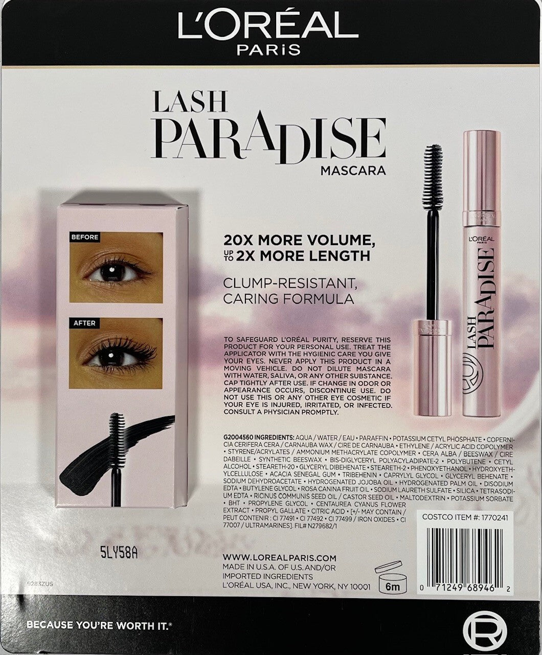 L'Oreal Lash Paradise Voluminous Mascara Blackest Black 3 Pack