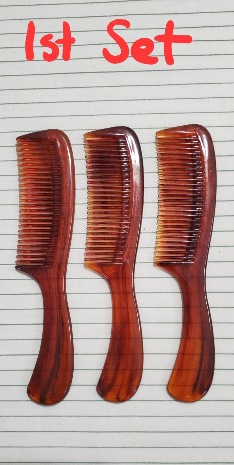 Vintage Tip Top Brown Styling Comb Set - 3 Pieces, 6 Inches