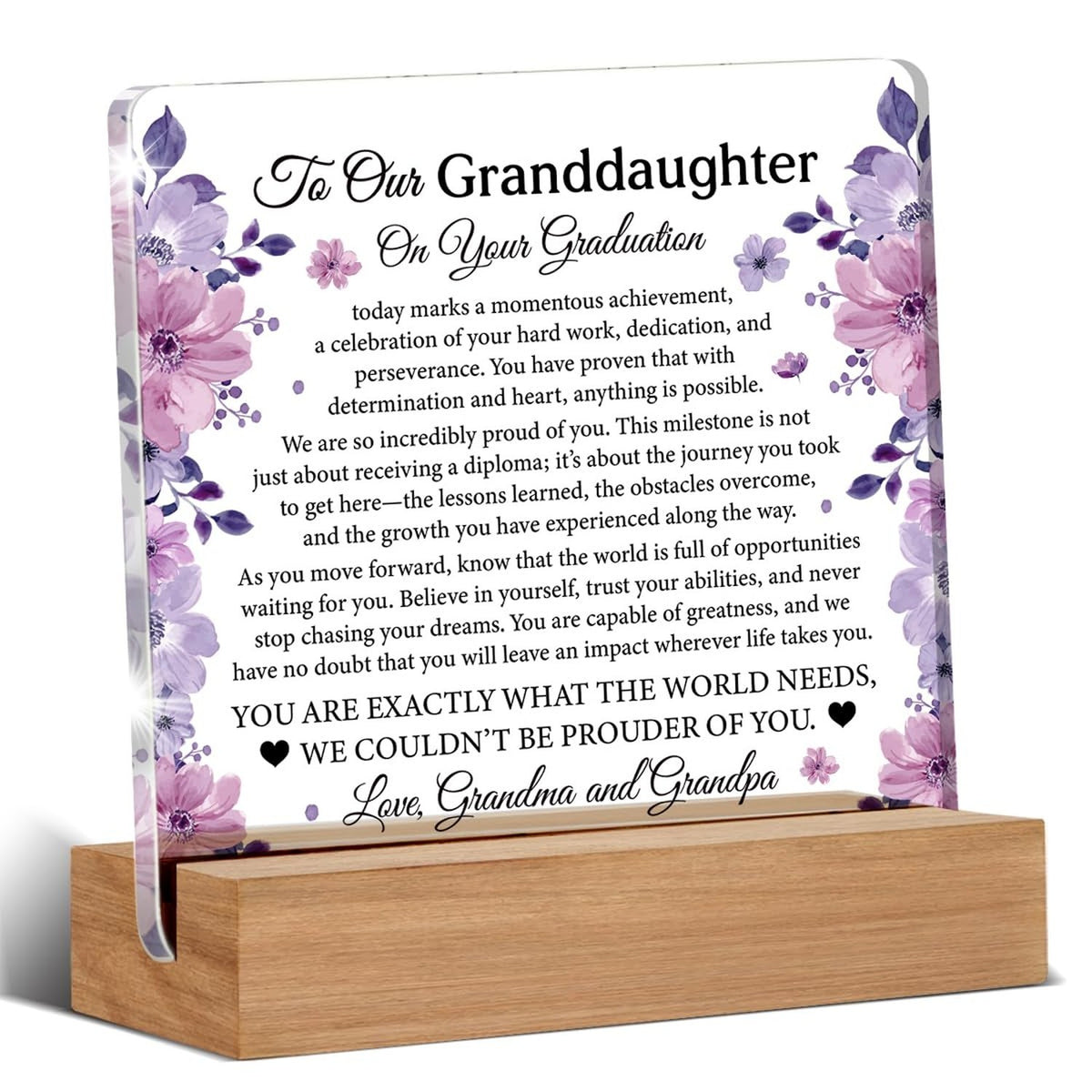Graduation Gift Acrylic Plaque - Inspirational Keepsake for Granddaughter from Grandpa