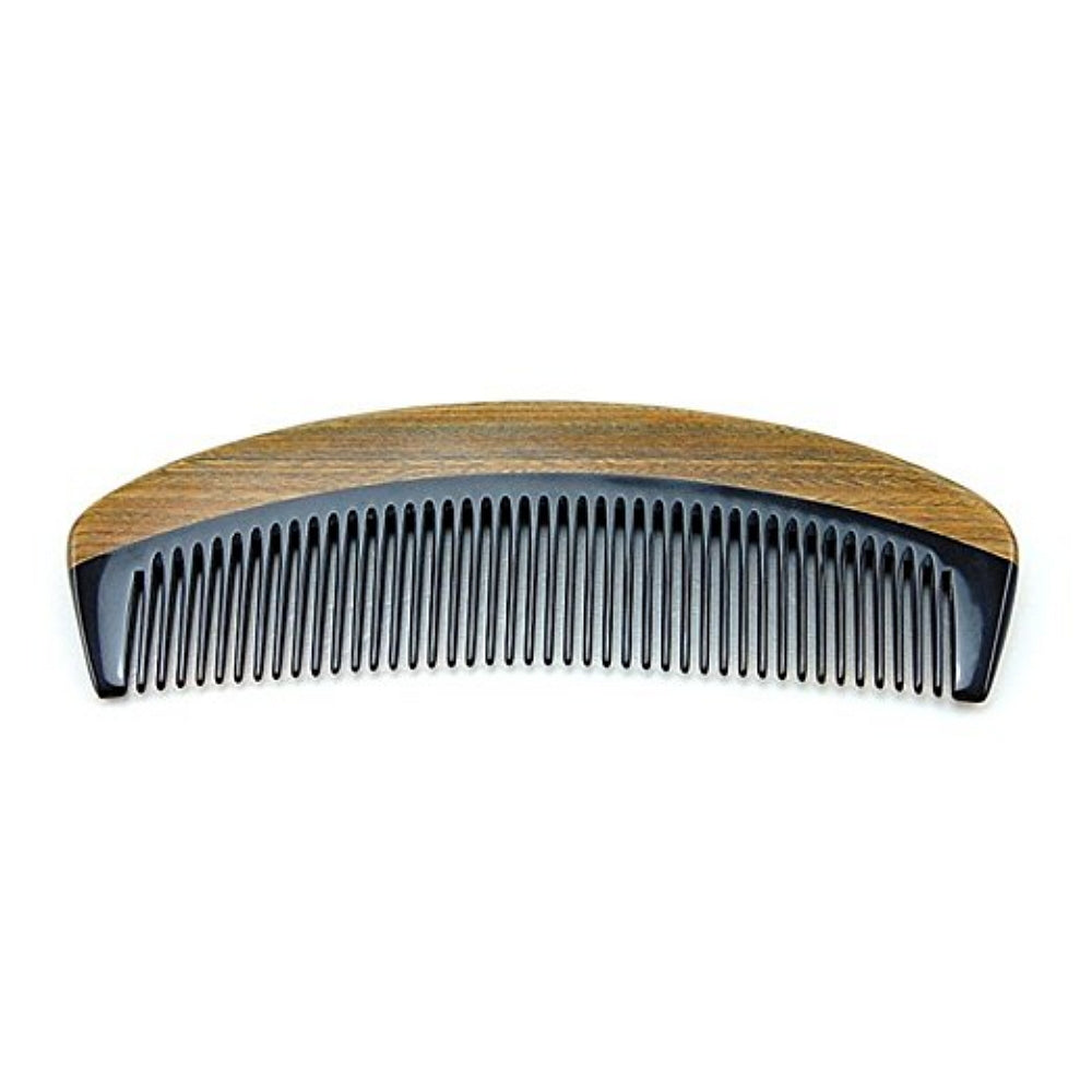 Beard Comb Wooden Black Ox Horn & Sandalwood Handle Natural Grooming Tool