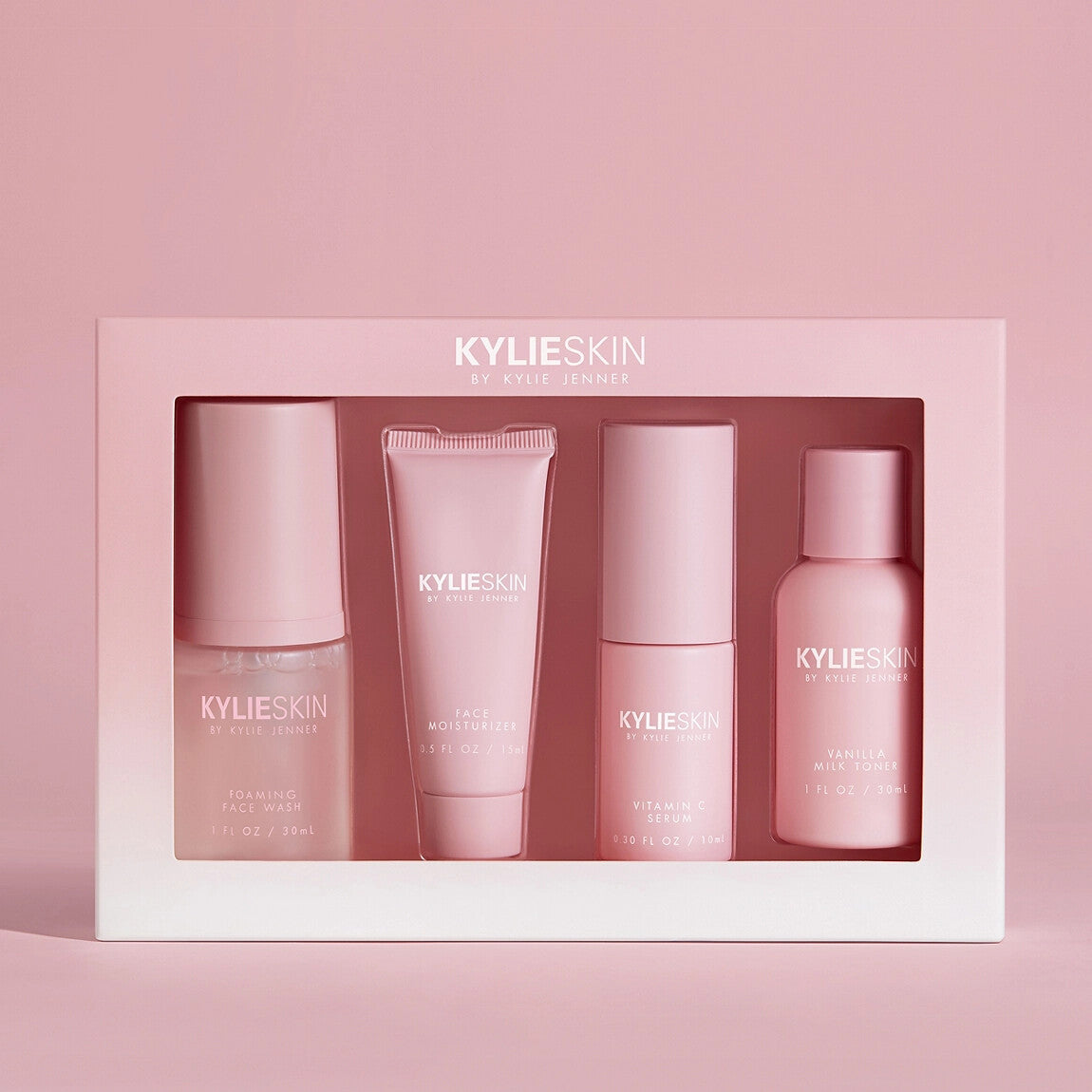 Kylie Skin 4-Piece Mini Travel Set - Face Wash, Moisturizer & Serum