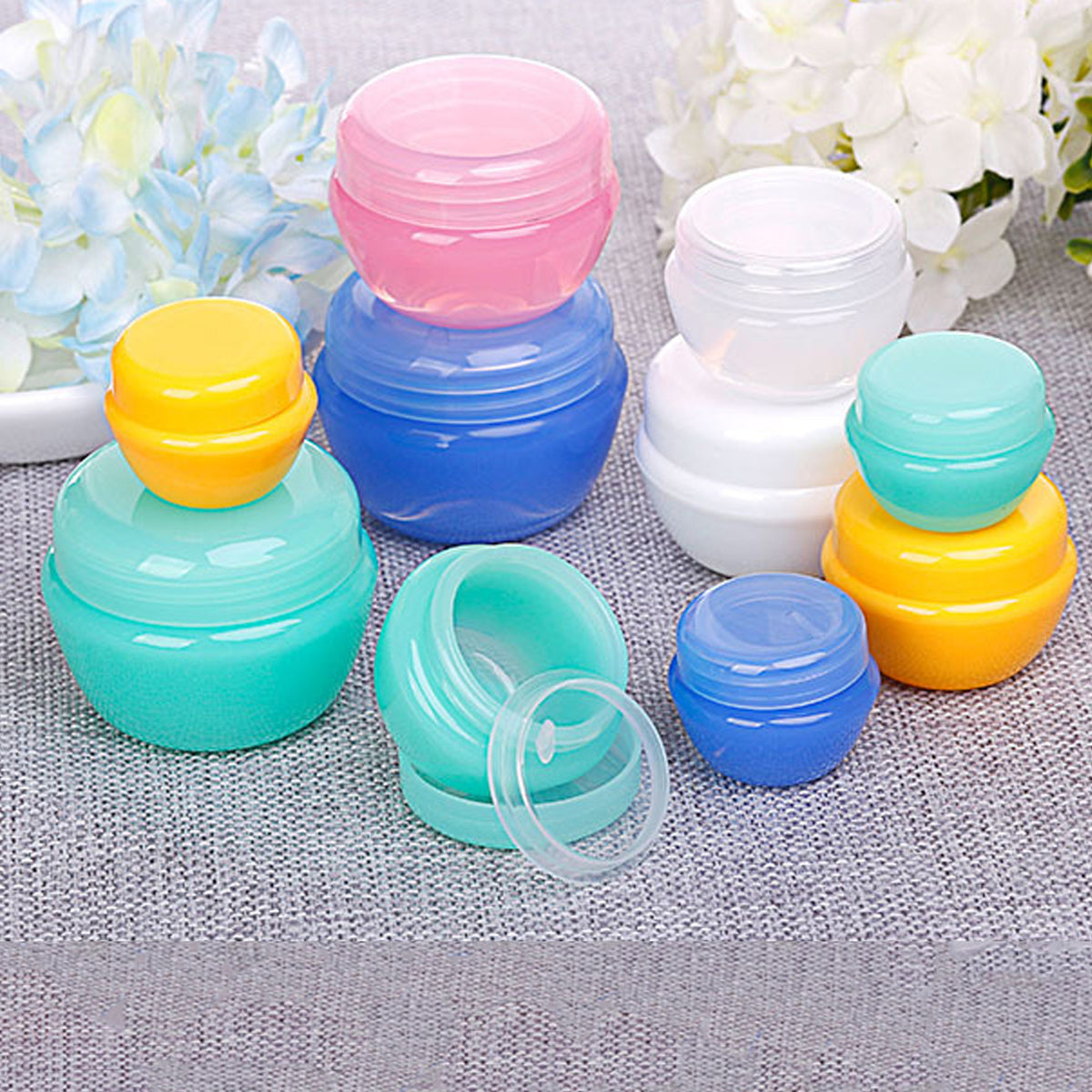 18 Colorful 20g Cosmetic Jar Containers with Lids - Travel Makeup Storage