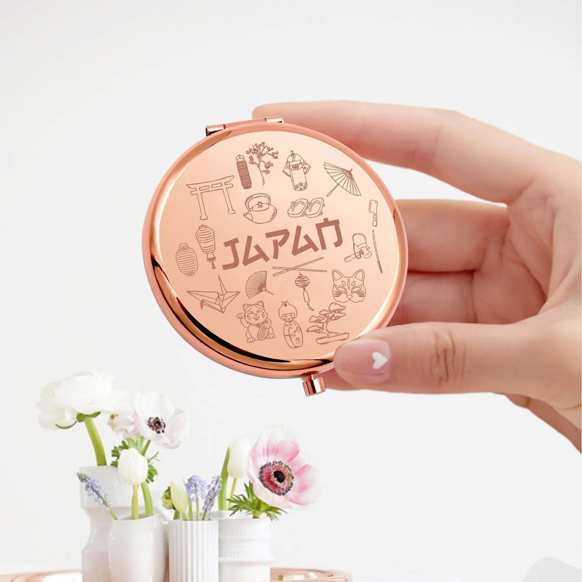 Travel Pocket Mirror - Compact Stainless Steel Makeup Mirror for On-the-Go