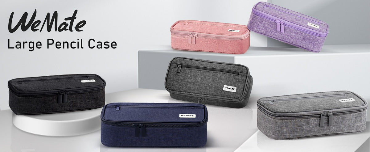 Large Capacity Pencil Case with 5 Compartments - Storage Organizer for Stationery & Makeup