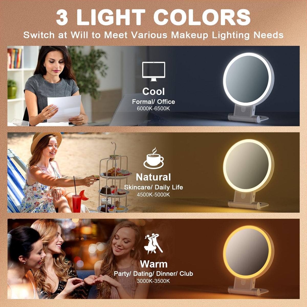 Magnifying Makeup Mirror with Light 30X Double Sided & Adjustable Brightness