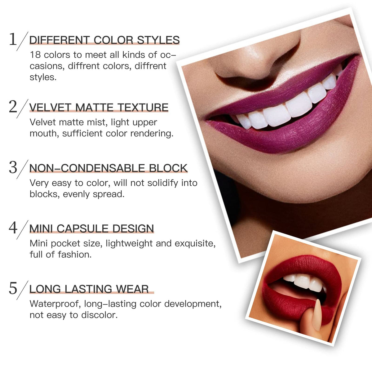 18-Color Matte Lipstick Set - Long-Lasting Waterproof Lip Makeup