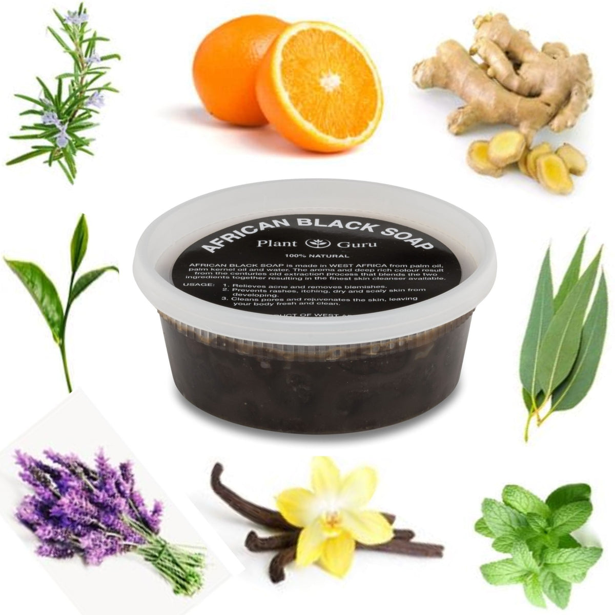Organic African Black Soap Paste with Essential Oils for Skin & Hair Care