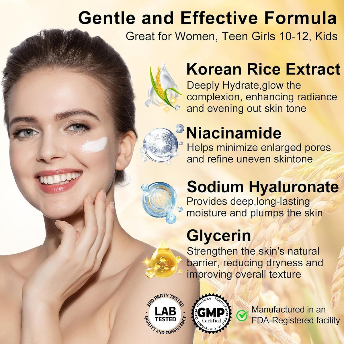 All-in-One Facial Care Set with Rice Extract for All Skin Types - 6 Pieces