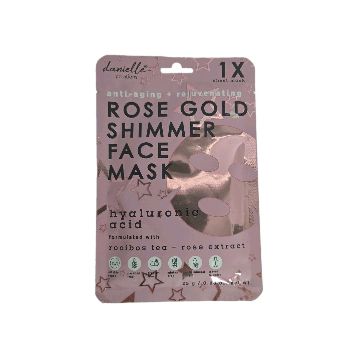 Rose Gold Shimmer Face Mask with Hyaluronic Acid - 0.88 oz