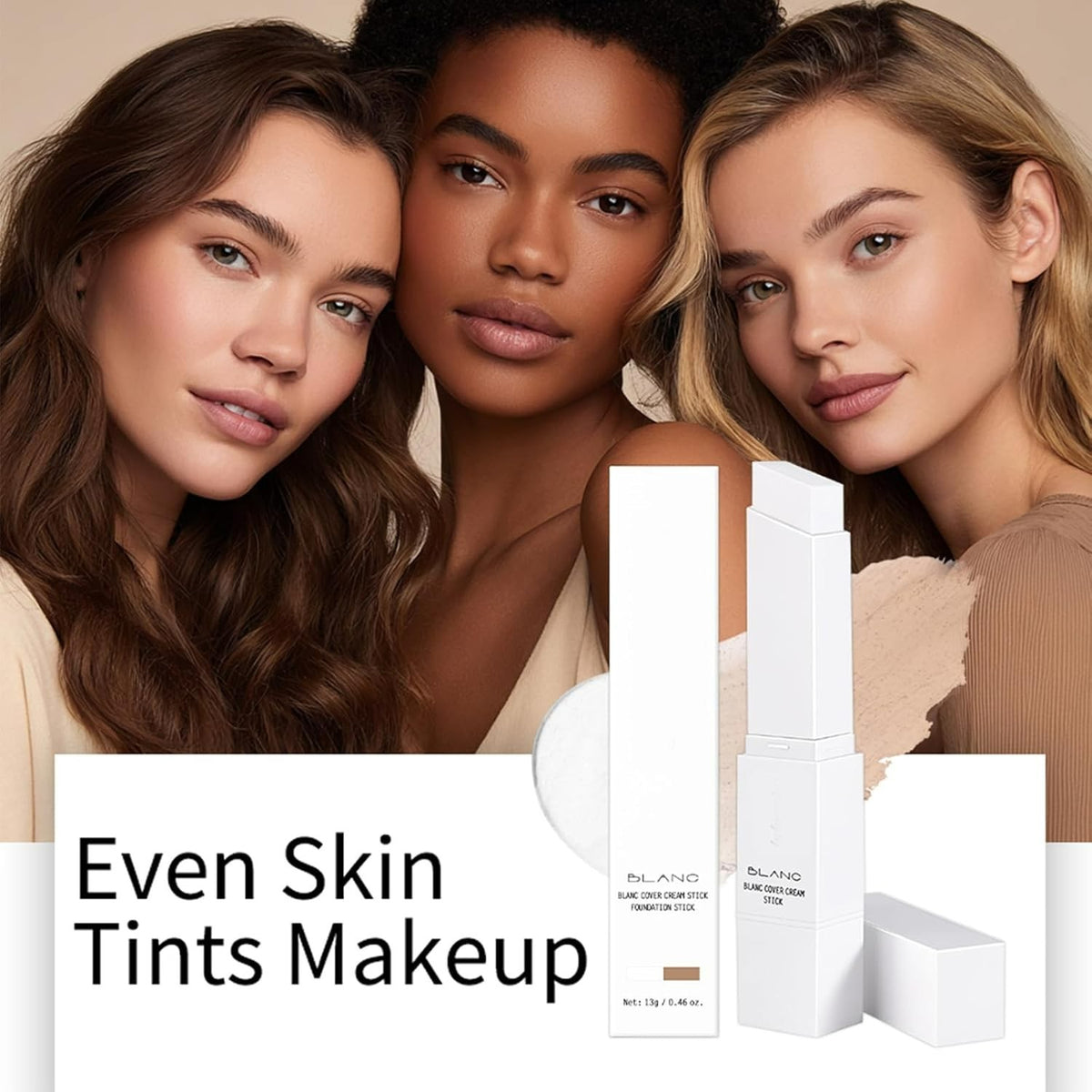 Color Changing Foundation Stick with Dual-Ended Applicator - Skin-Transforming Cream