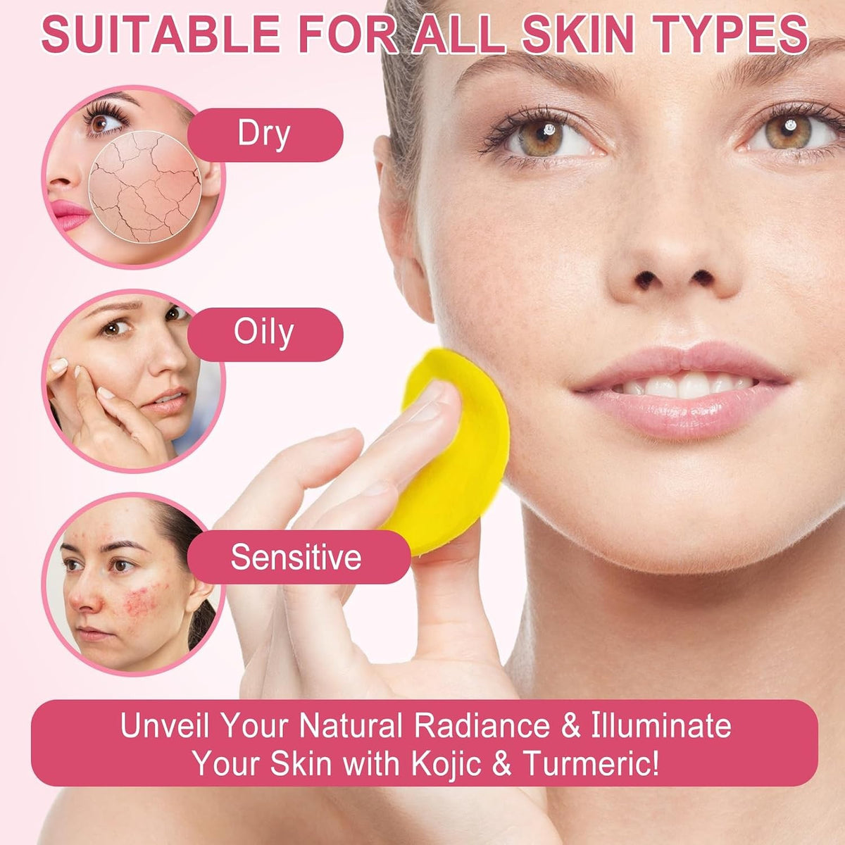 Kojic Acid Turmeric Facial Cleansing Pads - Exfoliating Skin Care 40PCS
