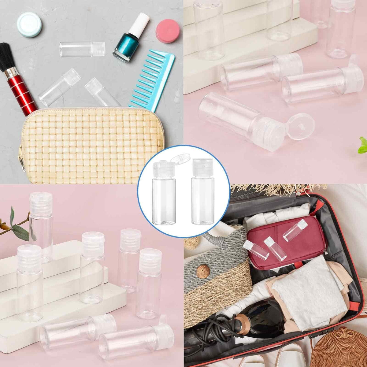 Travel Size Makeup Sample Containers Set - Leak-Proof Liquid Bottles, 12 Pack