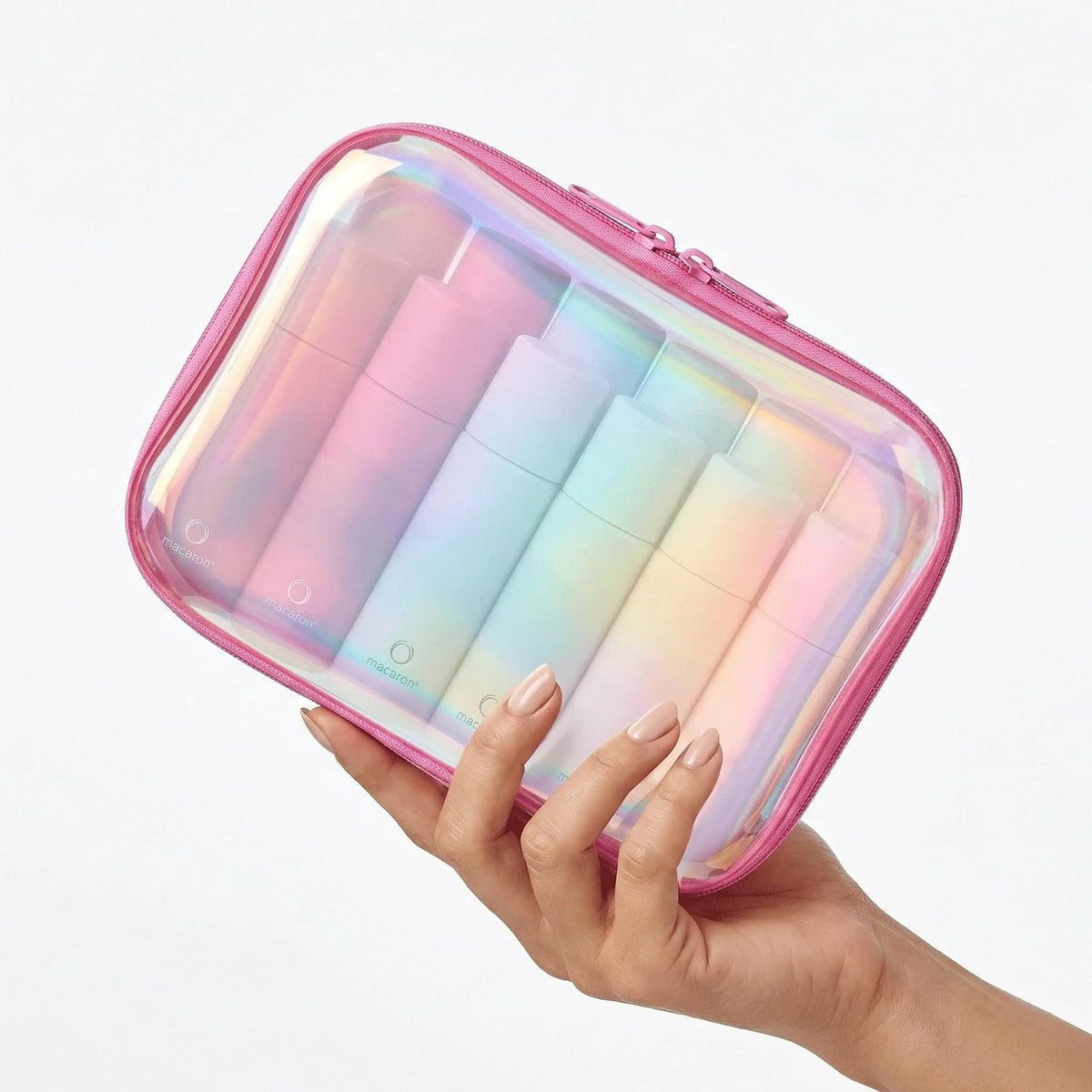 Iridescent Clear Travel Organizer Set - Waterproof Makeup & Toiletry Bags