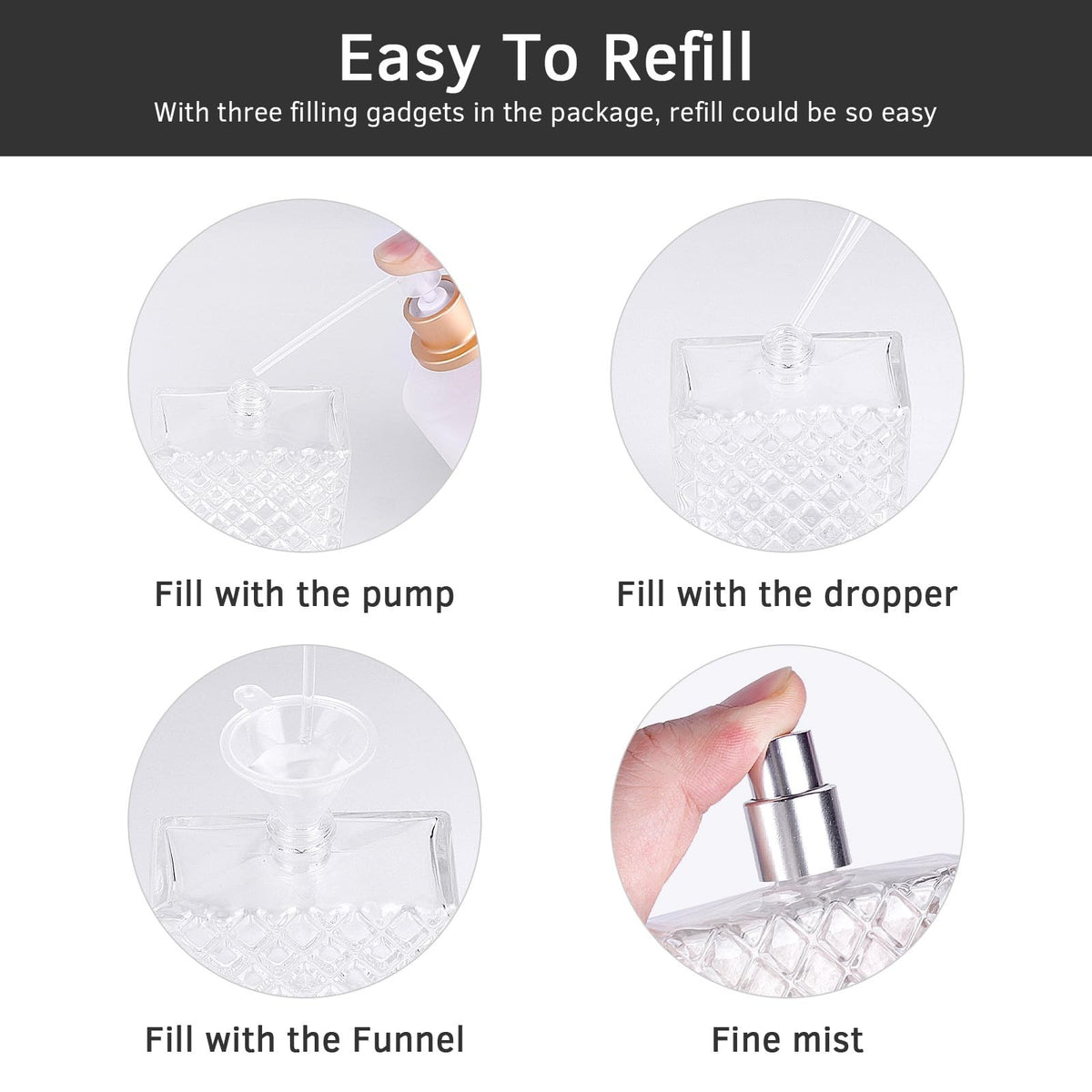 Refillable 100ml Glass Perfume Atomizer Set for Travel & Cologne