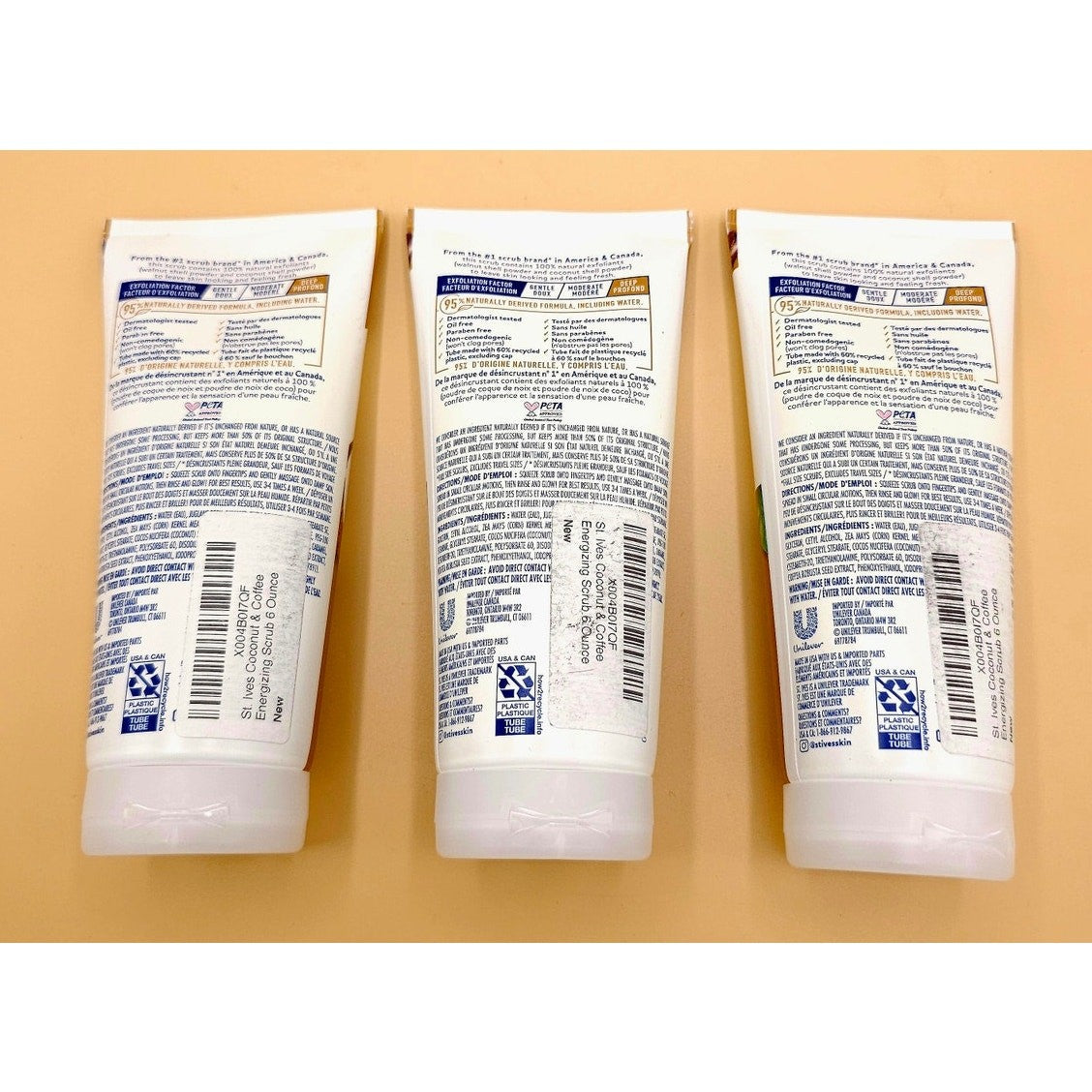 (3) St. Ives Energizing Coconut & Coffee Face Scrubs Natural