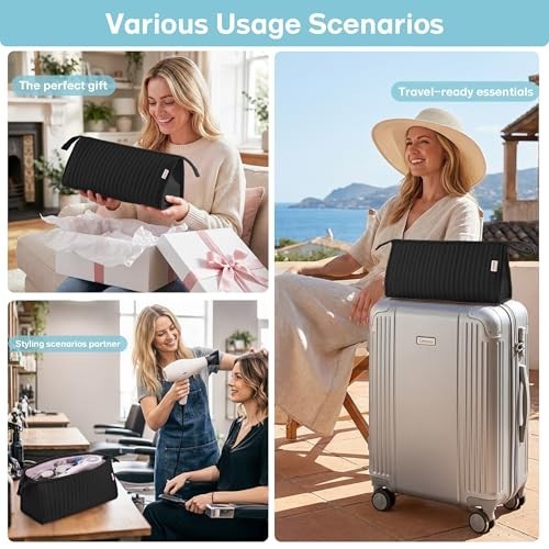 Travel Hair Dryer Case Nylon Organizer with Zipper and Removable Dividers