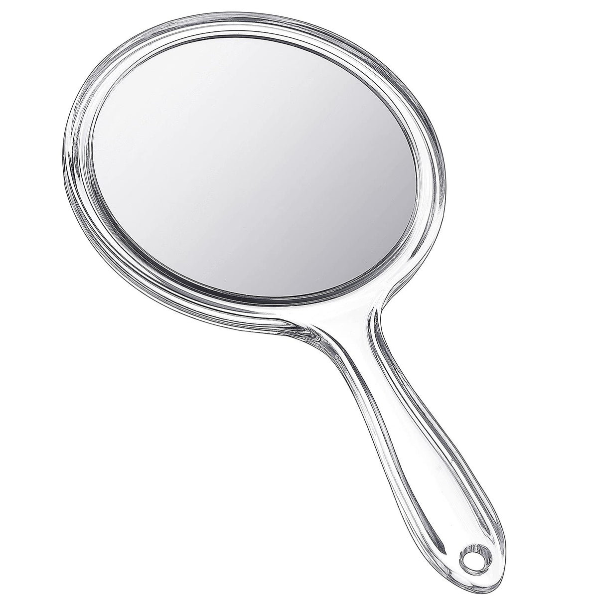 Double-Sided Handheld Mirror with 1X/2X Magnification - Clear, Portable Vanity Mirror