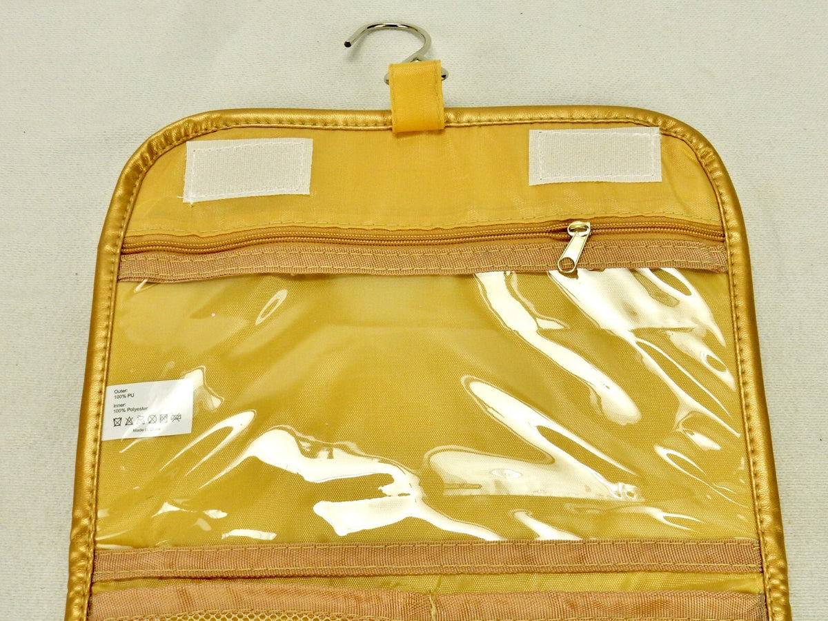 Hanging Cosmetic Bag Nylon Shell with Vinyl Pouch and Metal Hook