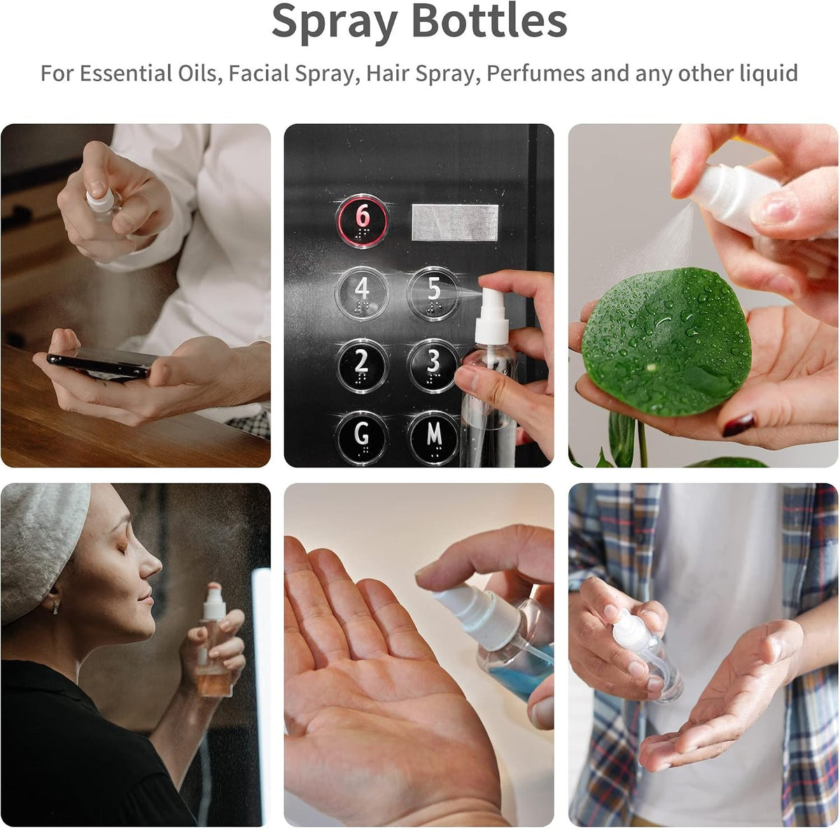 36 Pack 4oz Clear Plastic Spray Bottles with Fine Mist Nozzles, Reusable