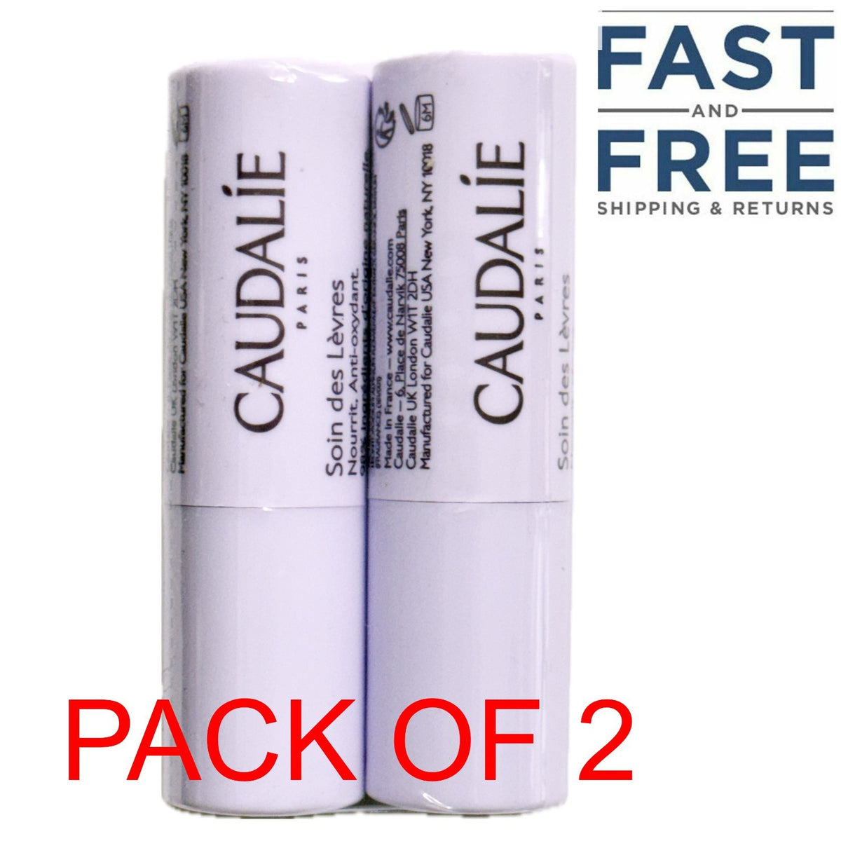 Moisturizing Lip Balm Stick Pack of 2 - Natural, Vegan, Anti-Oxidant Care