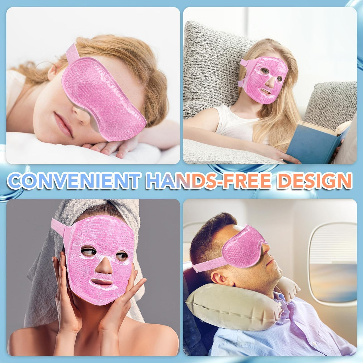 Cooling Gel Eye Mask for Puffy Eyes & Migraines - Reusable Hot & Cold Compress
