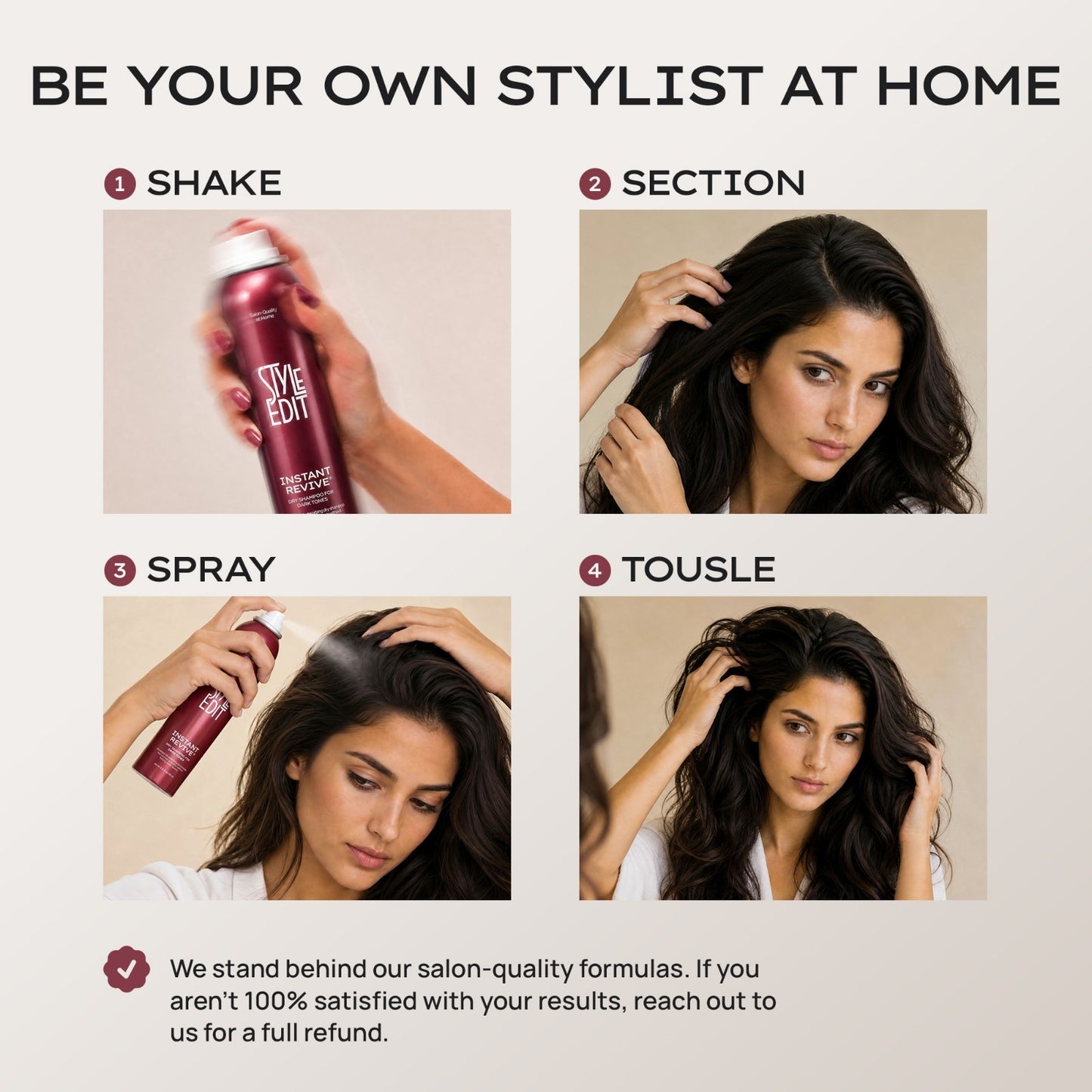 Dark Tones Dry Shampoo - Color Blending, Oil Absorbing, No White Cast