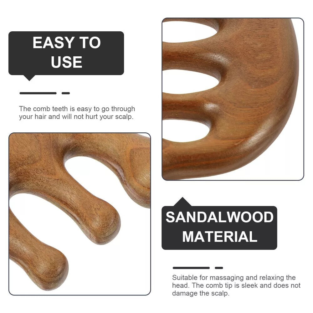 Wooden Hair Massage Comb Gua Sha Tool for Scalp and Head Relief