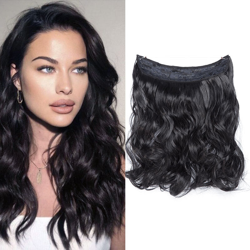 Invisible Wire Hair Extensions - Natural Synthetic Length & Body Wavy or Straight