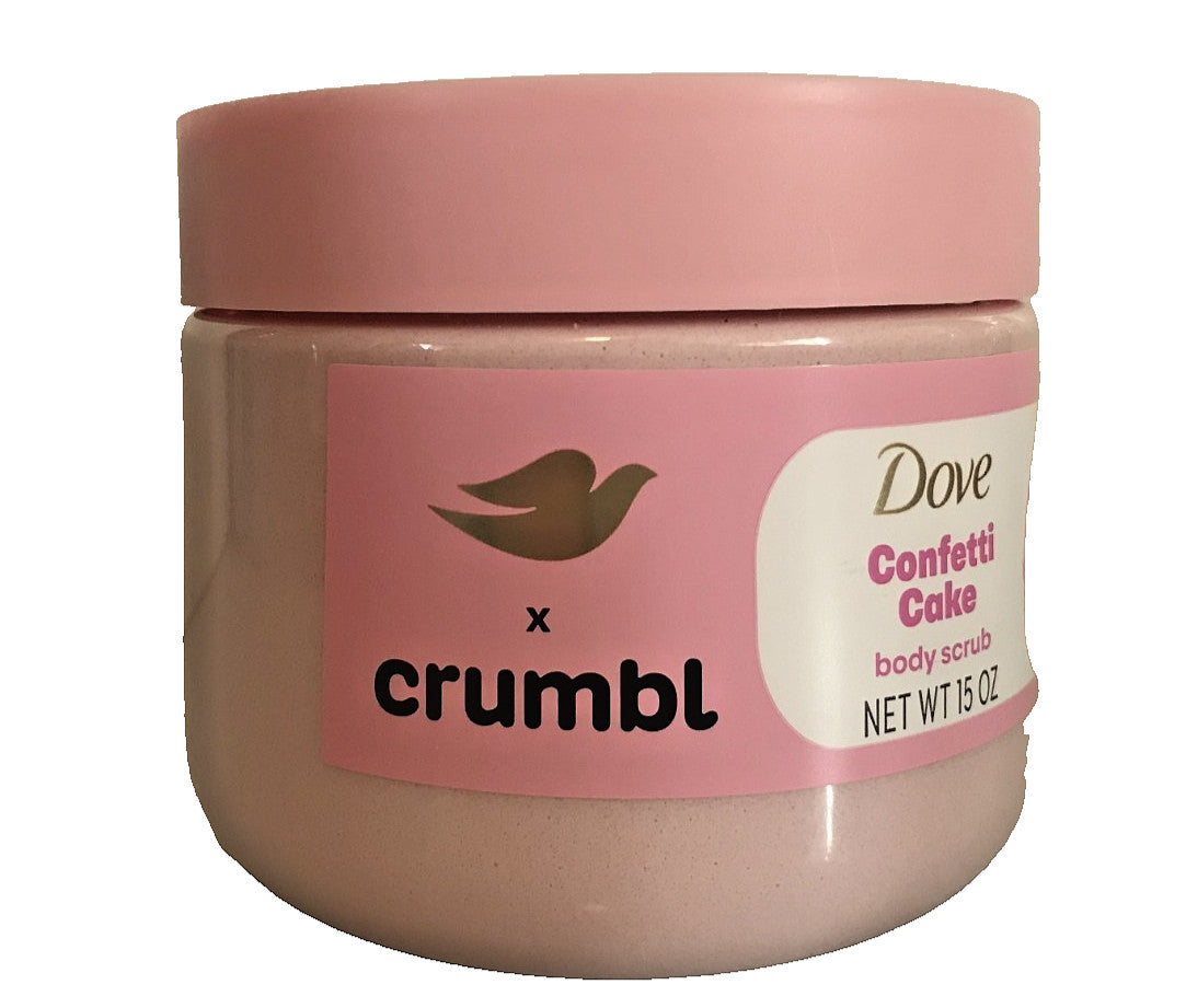 Dove X Crumbl Confetti Cake body scrub 15 oz jar New Pink Exfoliating