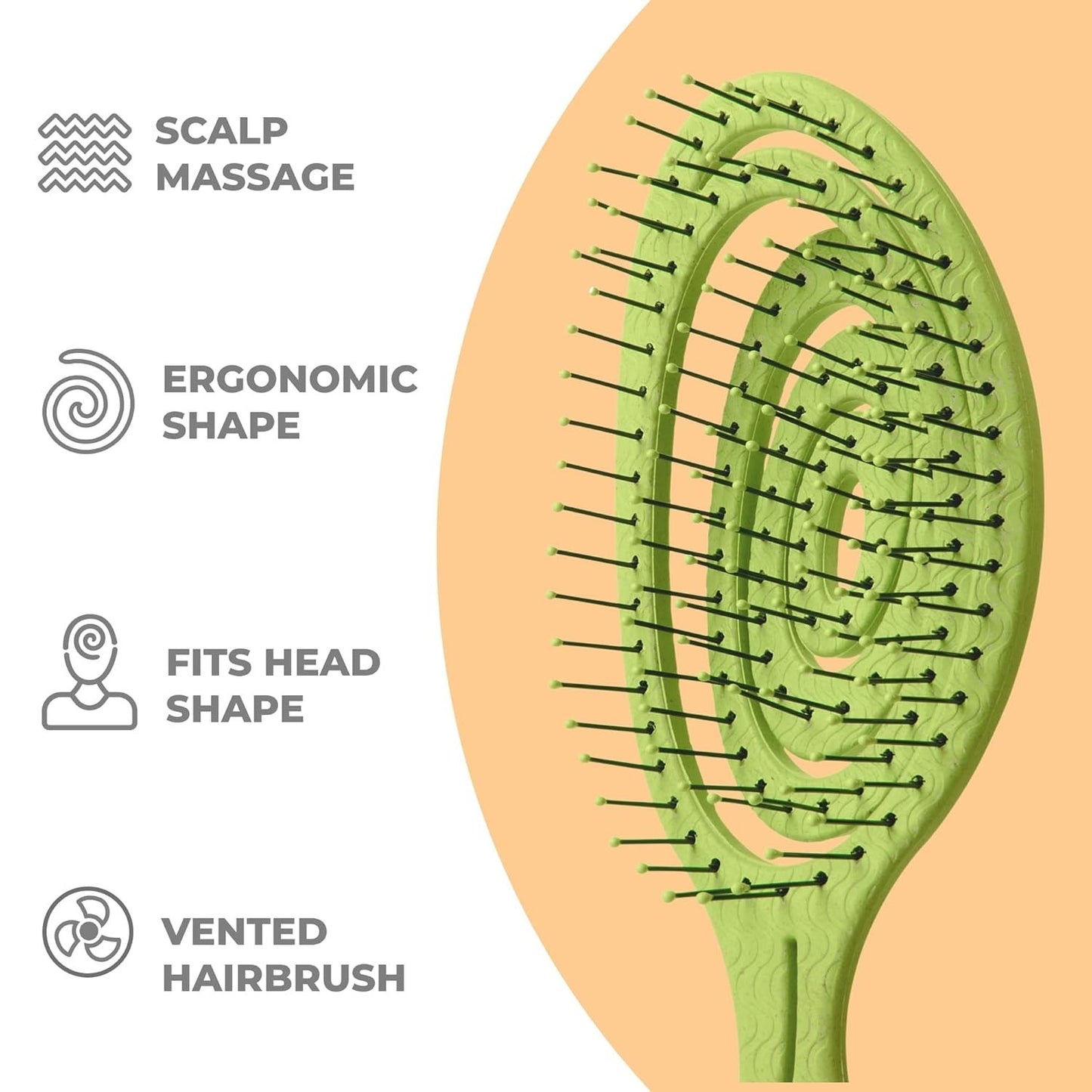 Ergonomic Spiral Detangling Hair Brush - Gentle, Eco-Friendly, Lightweight