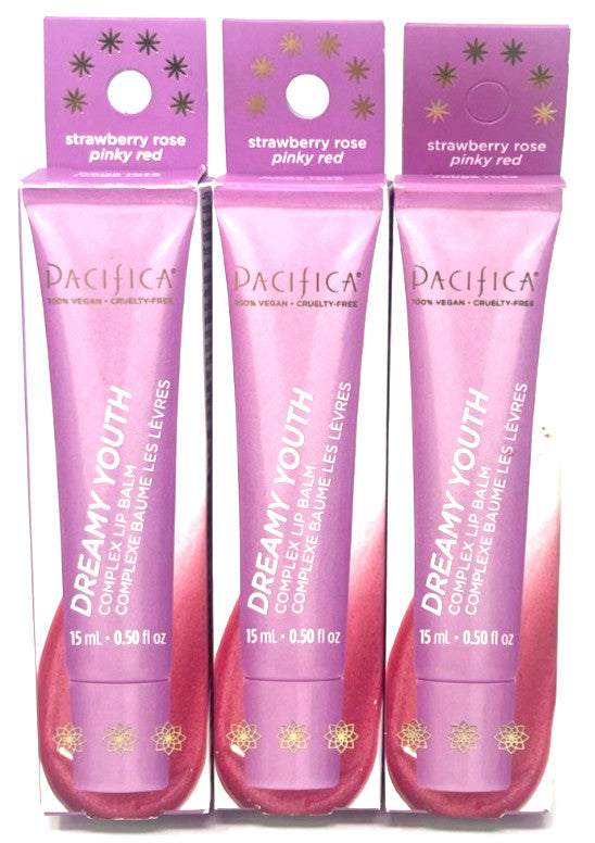 Set of 3 Strawberry Rose Lip Balms - Moisturizing Lip Care