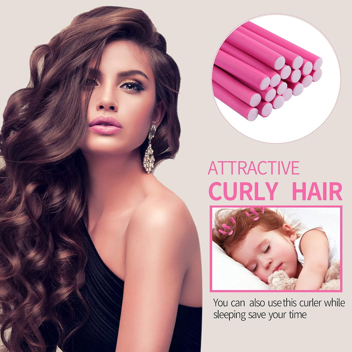 Heatless Flexi Rod Set with Steel Comb for Effortless Curls - 30 Pieces