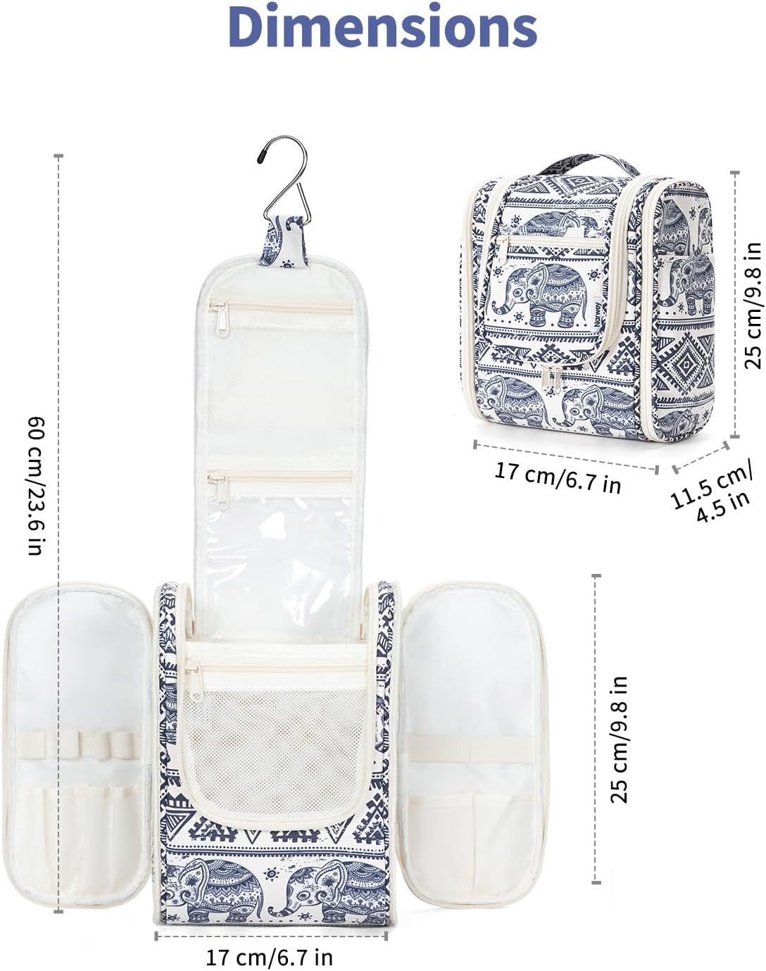 Water-Resistant Hanging Travel Toiletry Bag Organizer for Women