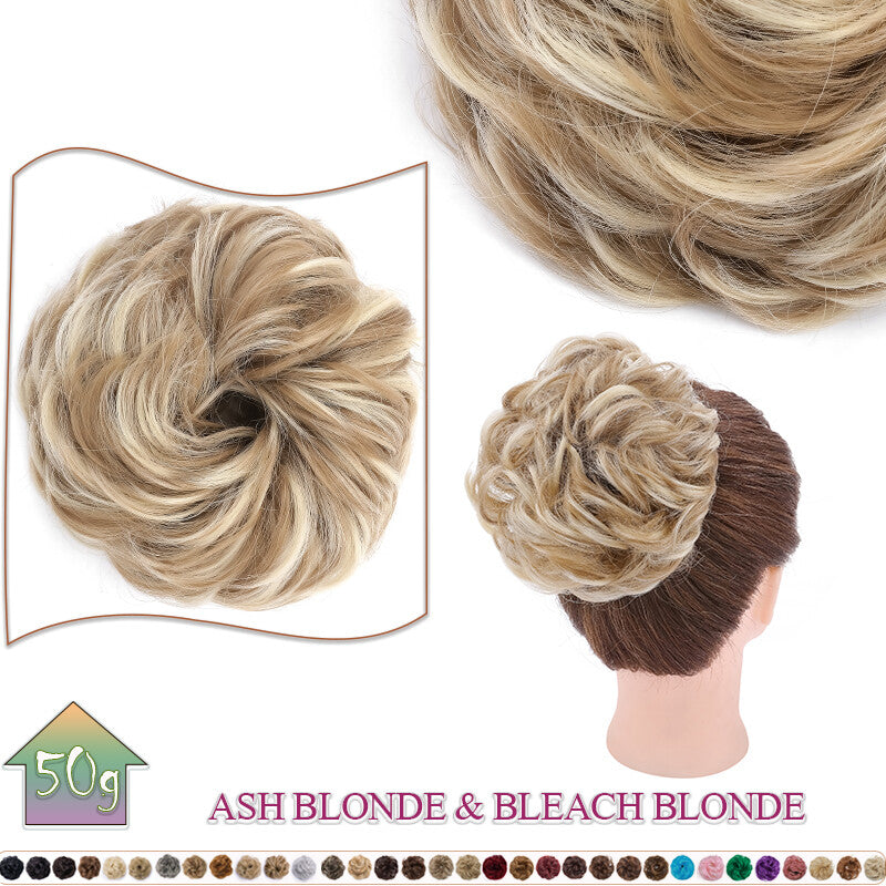 Curly Messy Bun Hair Extension Scrunchie Natural Updo Thick Human Hair