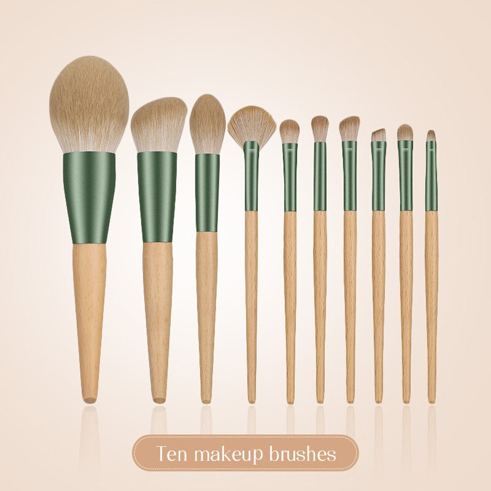 10Pcs Vegan Makeup Brush Set - Soft Fluffy Professional Cosmetic Tools