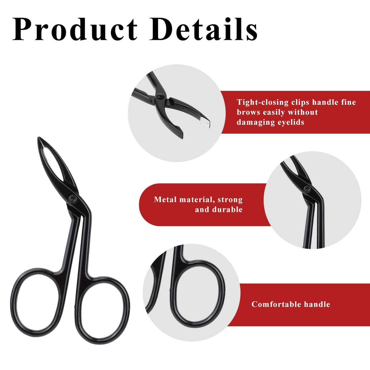 4-Piece Stainless Steel Eyebrow Tweezers Set with Flat & Straight Tips for Precision Grooming