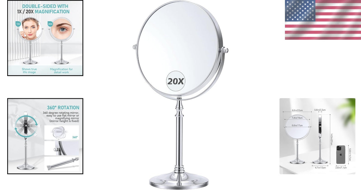 20x Magnifying Mirror with 360° Rotation - Personal Care & Makeup