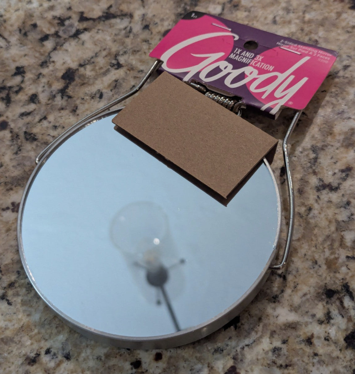 Round Two-Sided Mirror with 1x and 3x Magnification and Built-in Stand - 4.5 Inch