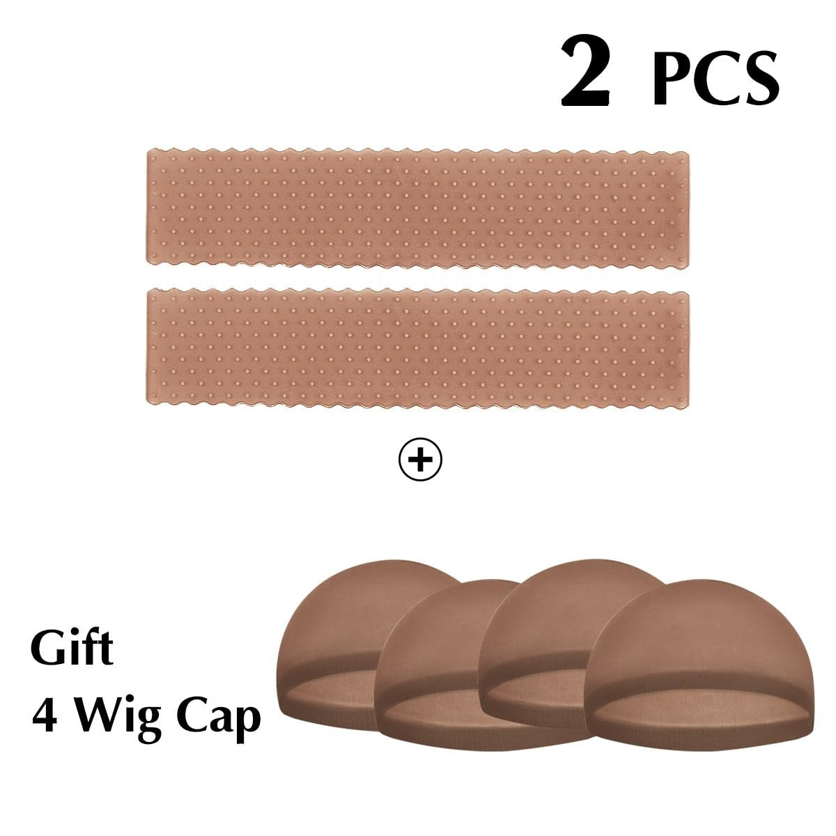Adjustable Silicone Wig Grip Bands for Lace Front Wigs - Brown, 2 Pack