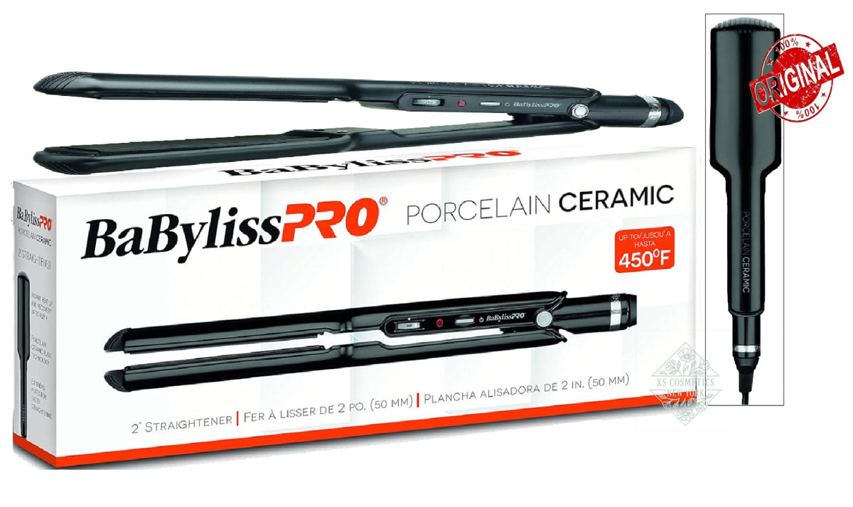 BabylissPRO Porcelain Ceramic 2-Inch Hair Straightening Iron Up to 450°F