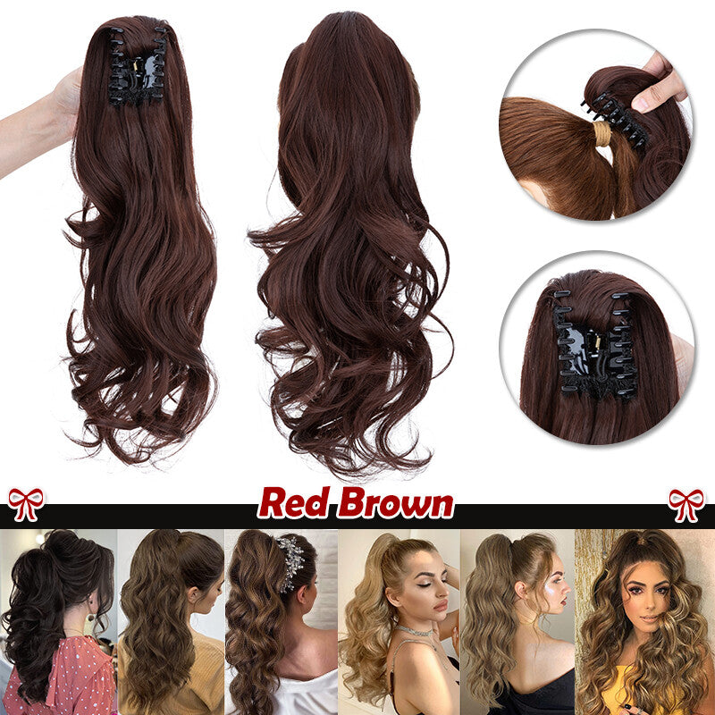 30-Inch Fluffy Ponytail Hair Extension with Claw Clip - Straight & Wave Styles