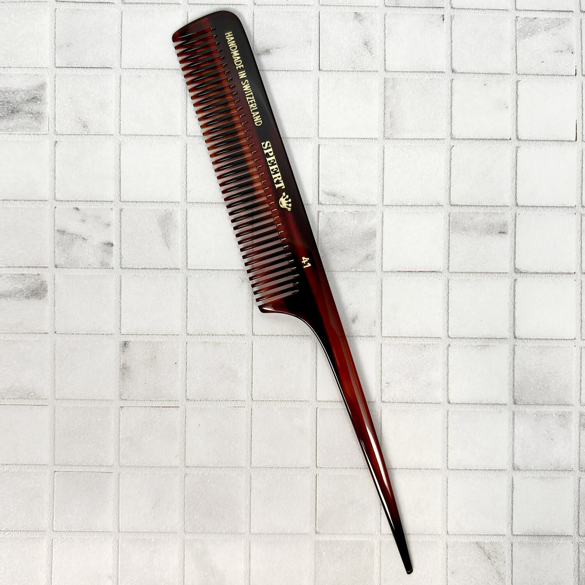 Handmade European Cellulose Acetate Comb 8-Inch Tortoise Havana Style