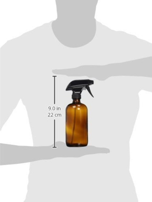 16oz Amber Glass Spray Bottle Refillable Chemical-Resistant Home & Garden